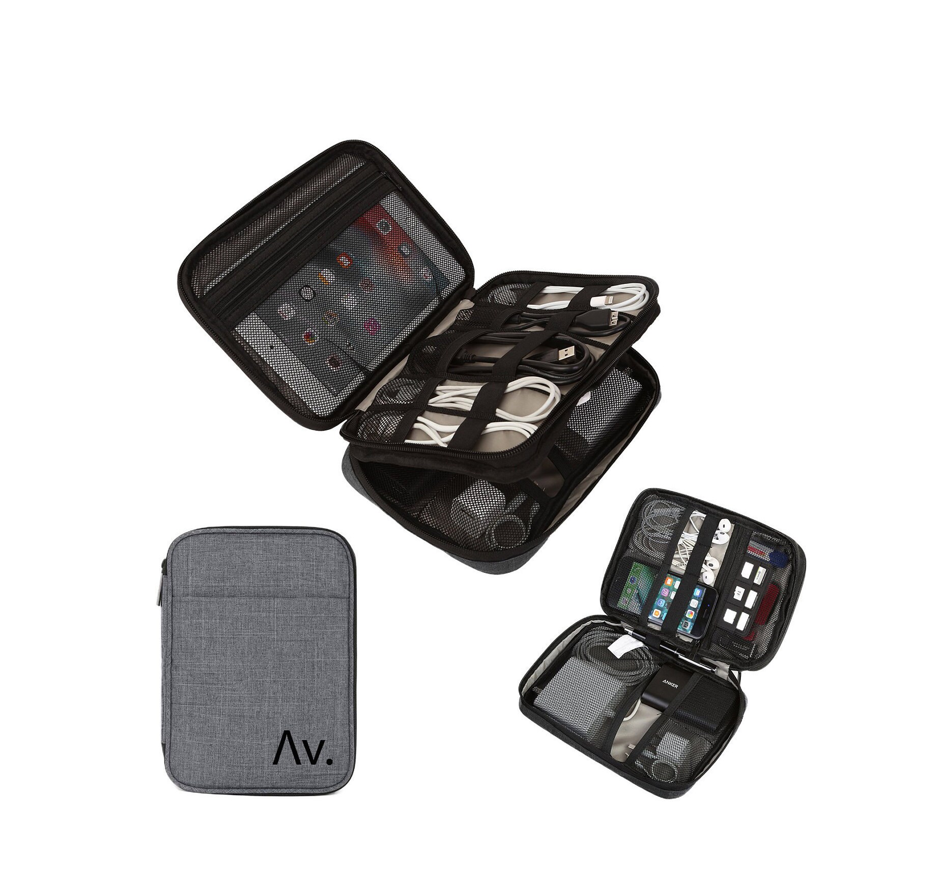 Electronic Tech Organizer Travel Bag - Double Layer Zip Case For Acce…
