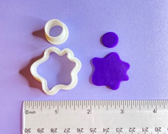 Splat & Circle SET Polymer Clay Cutter | Earring Jewelry Making Sets | 1.25 inch Splat and 0.5 inch Circle