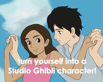 Customized Studio Ghibli Anime Portrait (turn yourself into anime character/studio ghibli character!)