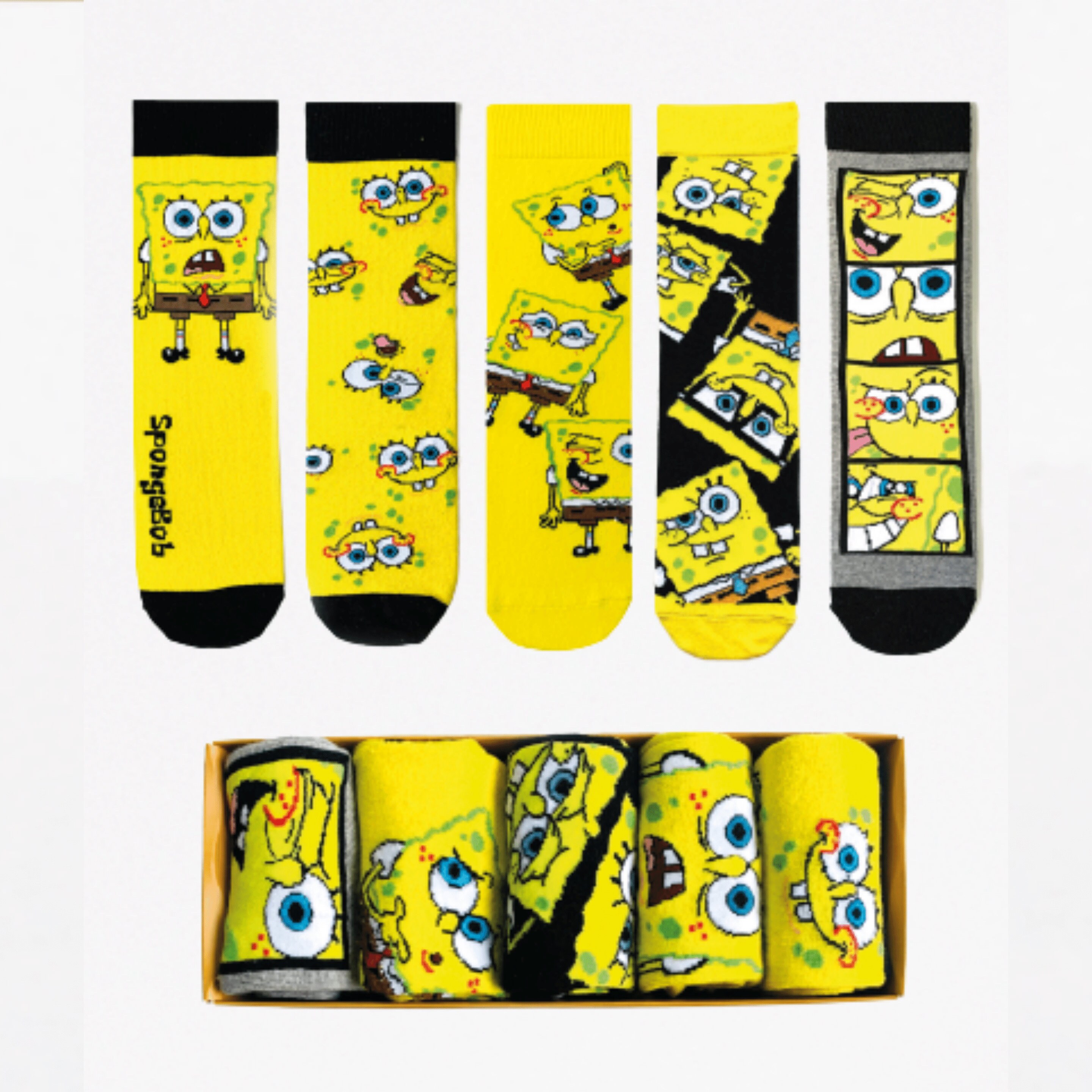 5 Piece SpongegBob Designed Print Socks Set Spongebob Pattern | Etsy