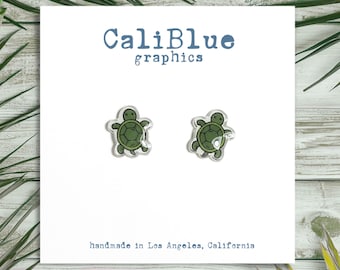 Honu Turtle Earrings, Tropical Earrings, Green Turtle Earrings, Funny Gift Earrings, Vacation earrings, Event and Gift Earrings.