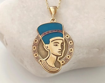 Egyptian Nefertiti Necklace, Egyptian Goddess Ethnic Necklace , Ancient Egypt Jewelry, Spiritual New Job Gift