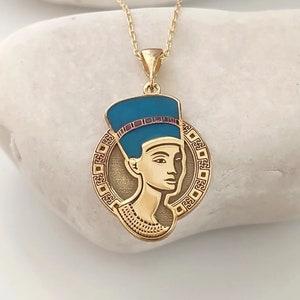 Egyptian Nefertiti Necklace, Egyptian Goddess Ethnic Necklace , Ancient Egypt Jewelry, Spiritual New Job Gift