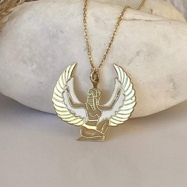Isis Necklace, Egyptian Goddess Winged, Maat, Dainty Mama Necklace, Ancient Egypt Isis Jewelry, New Job Gift İdea