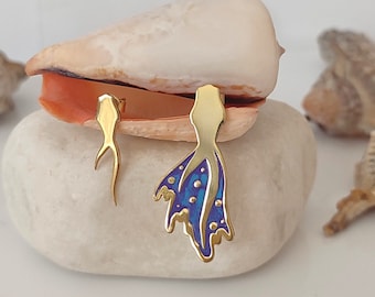 Sommer Fisch Ohrring mit Handgefertigter Bunt Emaille, Ocean Einzigartiger Ohrring, Beachy Schmuck 925K Sterling Silber