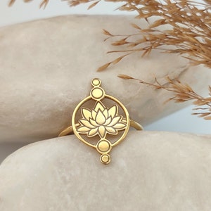 Adjustable Lotus Flower Ring, Trendly Everday Meditation Ring , Silver Spritual New job gift, Yoga Lover Gift