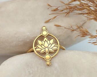 Verstellbare Lotus Blume Ring, trendige jeden Tag Meditation Ring, Silber Spritual New Job Geschenk, Yoga-Liebhaber Geschenk