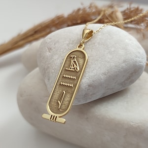 Ägyptische Hieroglyphen Kartusche Sterling Silber Halskette