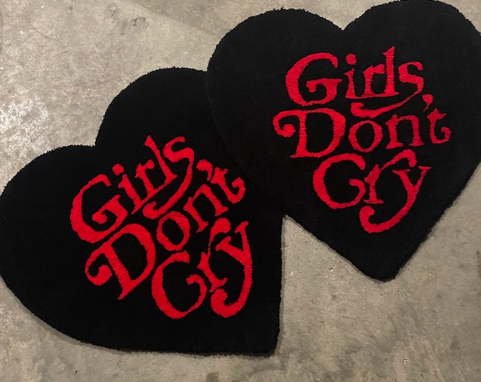 Girls Dont Cry Rug Custom Rug Handmade Rug Heart Shape Etsy