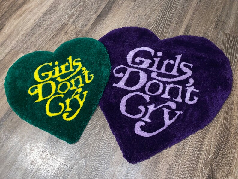 Girls Dont Cry Rug Custom Rug Handmade Rug Heart Shape Etsy