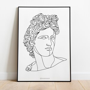 Greek god Apollo line art Greek Mythology line Art Modern | Etsy