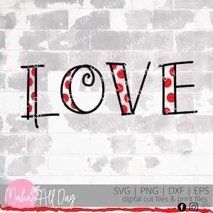 AMOR 2 parte Archivo de corte SVG / Lunares de amor y contorno dibujado a mano Svg / Descarga digital instantánea / Valentine Svg Clip-art