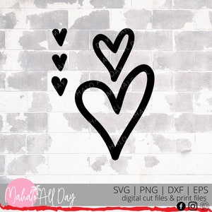 Sweet Hearts Cut File | Hand Drawn Hearts Svg | Instant Digital Download | Valentine Svg Clip-art