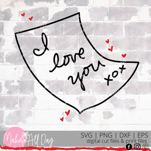 Te amo Archivo de corte SVG, Carta de amor dibujada a mano Svg, xox Svg, Descarga digital instantánea, Clip art de San Valentín Svg