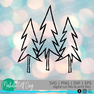 Pine Trees SVG - Hand Drawn Svg - Christmas Tree Instant Digital Download Vector File Holiday Clip-Art
