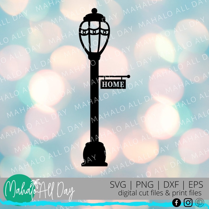 Lamp Post SVG Farmhouse Style Cut File Clip Art Hand Drawn Christmas