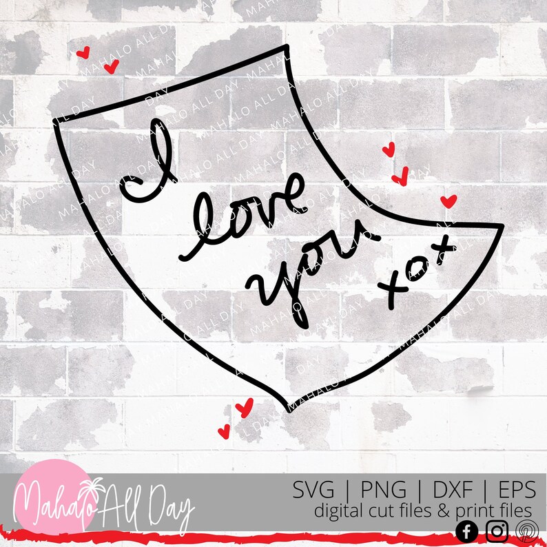 I Love You Svg Cut File Hand Drawn Love Letter Svg Xox Svg Etsy