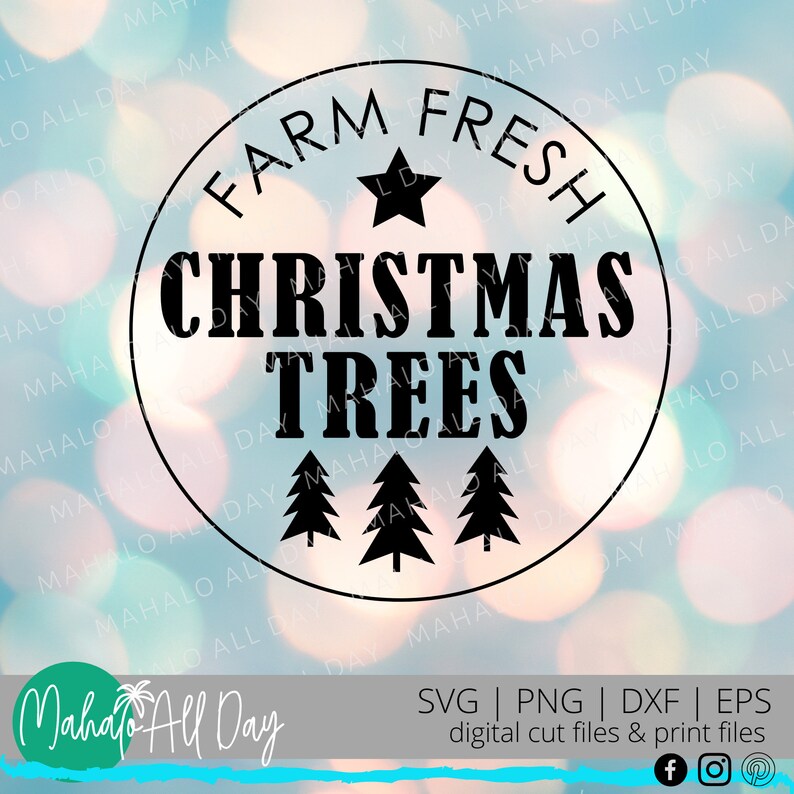 Download Farm Fresh Christmas Trees Sign SVG Round Door Hanger SVG ...