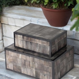 Jodhpur Bone Inlay Decorative Box – Handmade Inlay Jewelry Storage Box with Velvet Interior, Grey– Rustic Home Décor Gift