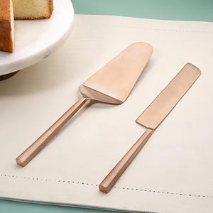 Rose Gold Cake Knife and Server - Set Of 2 - Wedding Cake Cutting Set - Wedding Serving Set - Cake Cutter Serving Set for Wedding