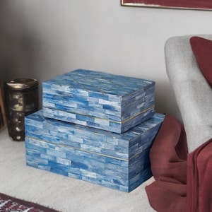 Jodhpur Blue Bone Inlay Box | Handmade Decorative Wooden Jewelry Box | Indian Inlay Craft | Storage Organizer | Gift for Her