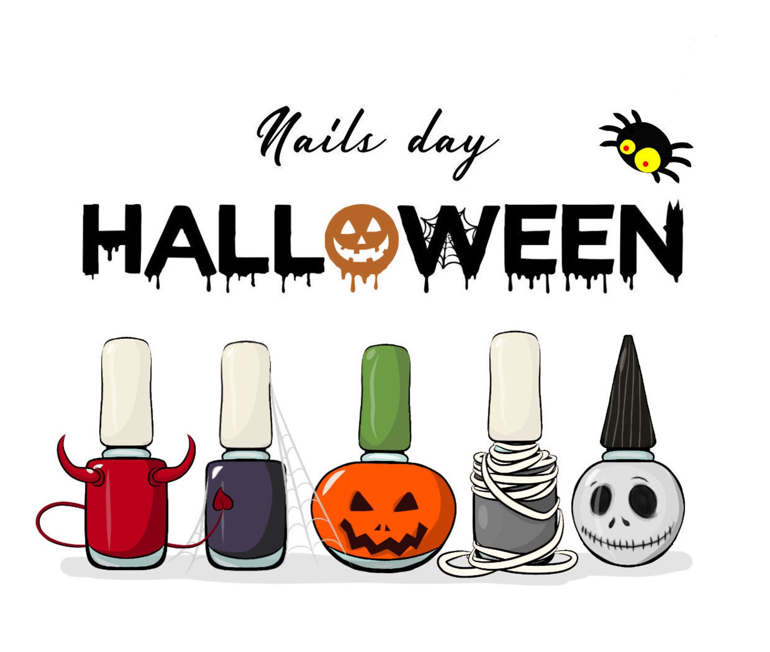Happy Halloween nail polish cute and spooky characters Etsy