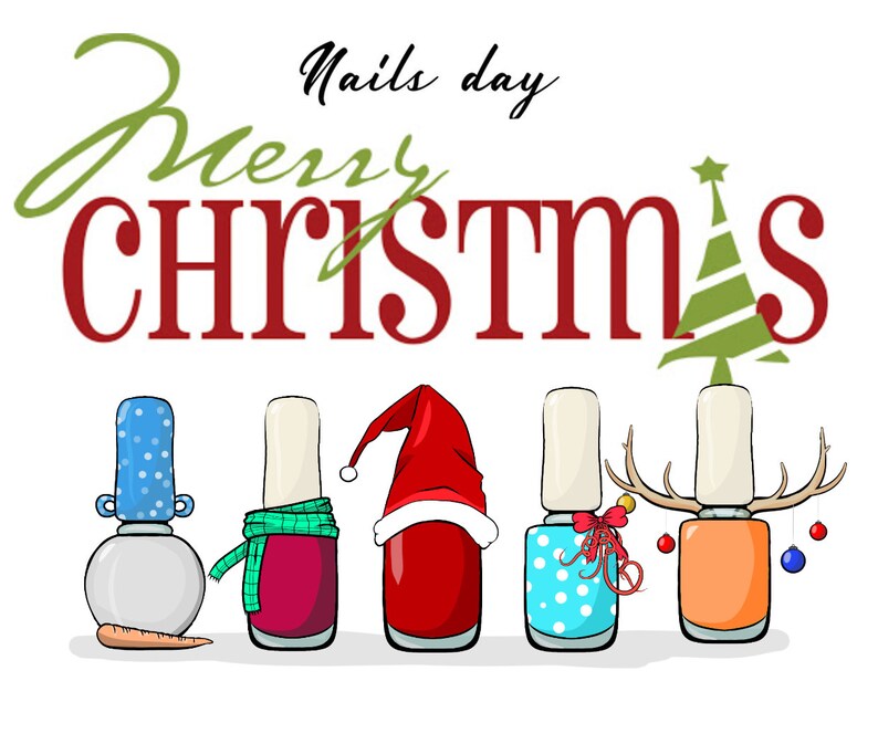 Christmas Nail Polish Cute Printable Stickers Santa Clause | Etsy