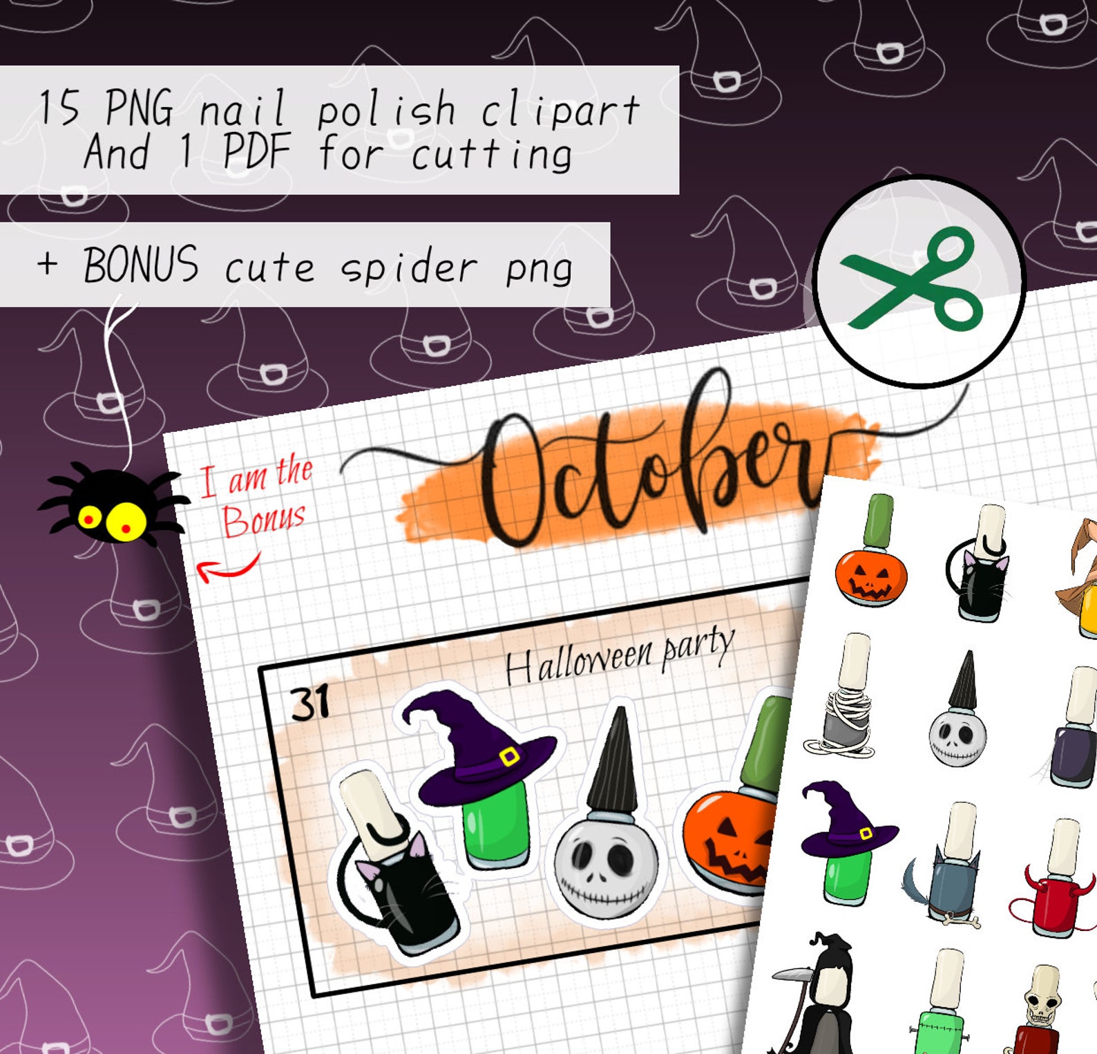 Happy Halloween nail polish cute and spooky characters Etsy