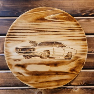 15&quot; Dodge Charger Laser Engraved Round Barrel Top Display - Wall Decoration