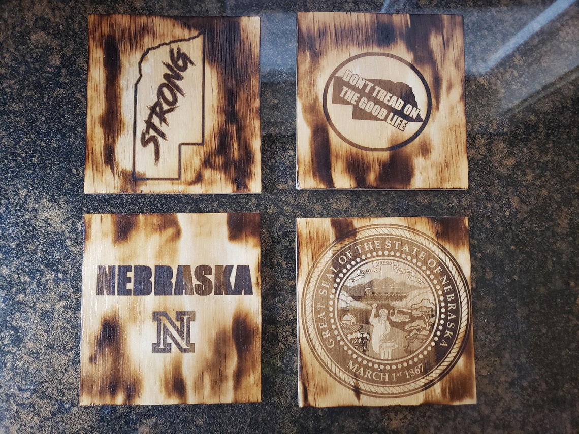 Nebraska Themed Coaster Set 4 Piece Set Etsy