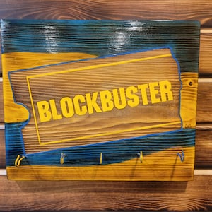 Custom Wood Blockbuster Video Logo Decorazione Segno / Display - Inciso al laser w / HOOKS