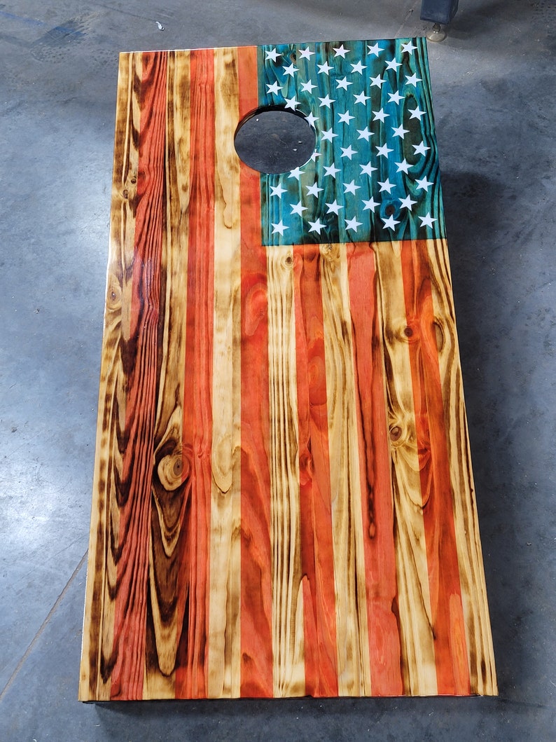 American Flag Cornhole Boards bag Boards W/light Kit Etsy