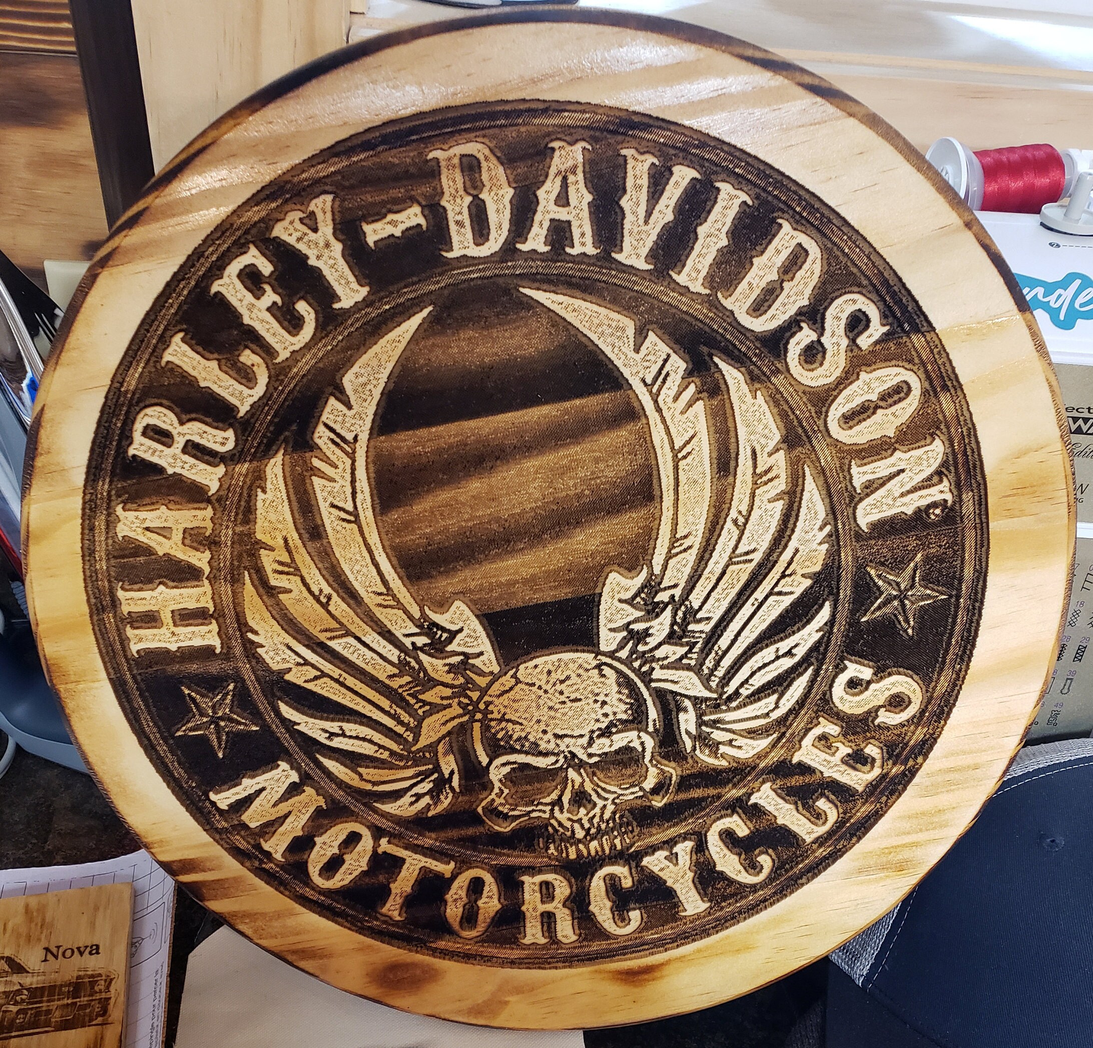 15 Harley Davidson Laser Engraved Round Barrel Top Etsy