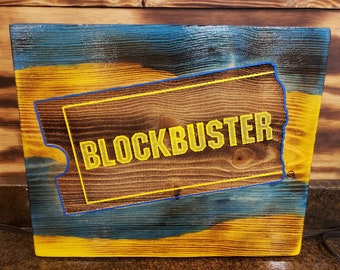 Aangepaste hout Blockbuster Video Logo Decoratie Teken / Display - Laser gegraveerd