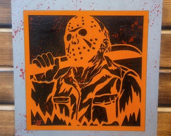 12"x12" Jason Voorhees Wall Art – Halloween Horror Art - Friday the 13th