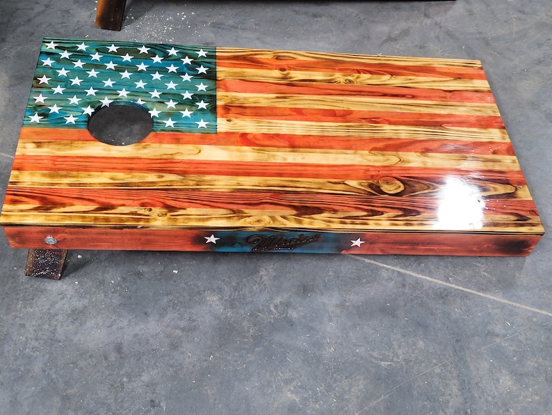 American Flag Cornhole Boards bag Boards W/light Kit Etsy
