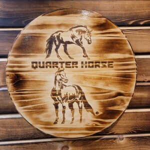 15&quot; Quarter Horse Laser Engraved Round Barrel Top Display - Wall Decoration