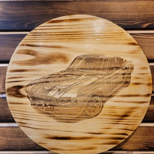 15" Ford Mustang GT500 Lasergravierte Rundes Fass Top Display - Wanddekoration