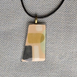 Abstract pastel glass tile pendant