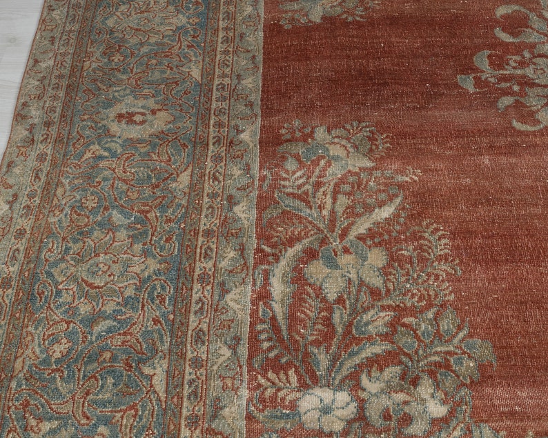 9x12 Vintage Rug , Pale Red Persian Rug , Antique Rug , Bedroom Rug