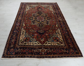 6x8 Vintage Turkish Rug: Hand-Woven Wool Oushak Rug