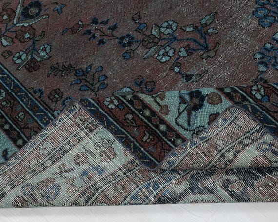 10x13インチのヴィンテージトルコ製ウシャックラグ：手織りウール