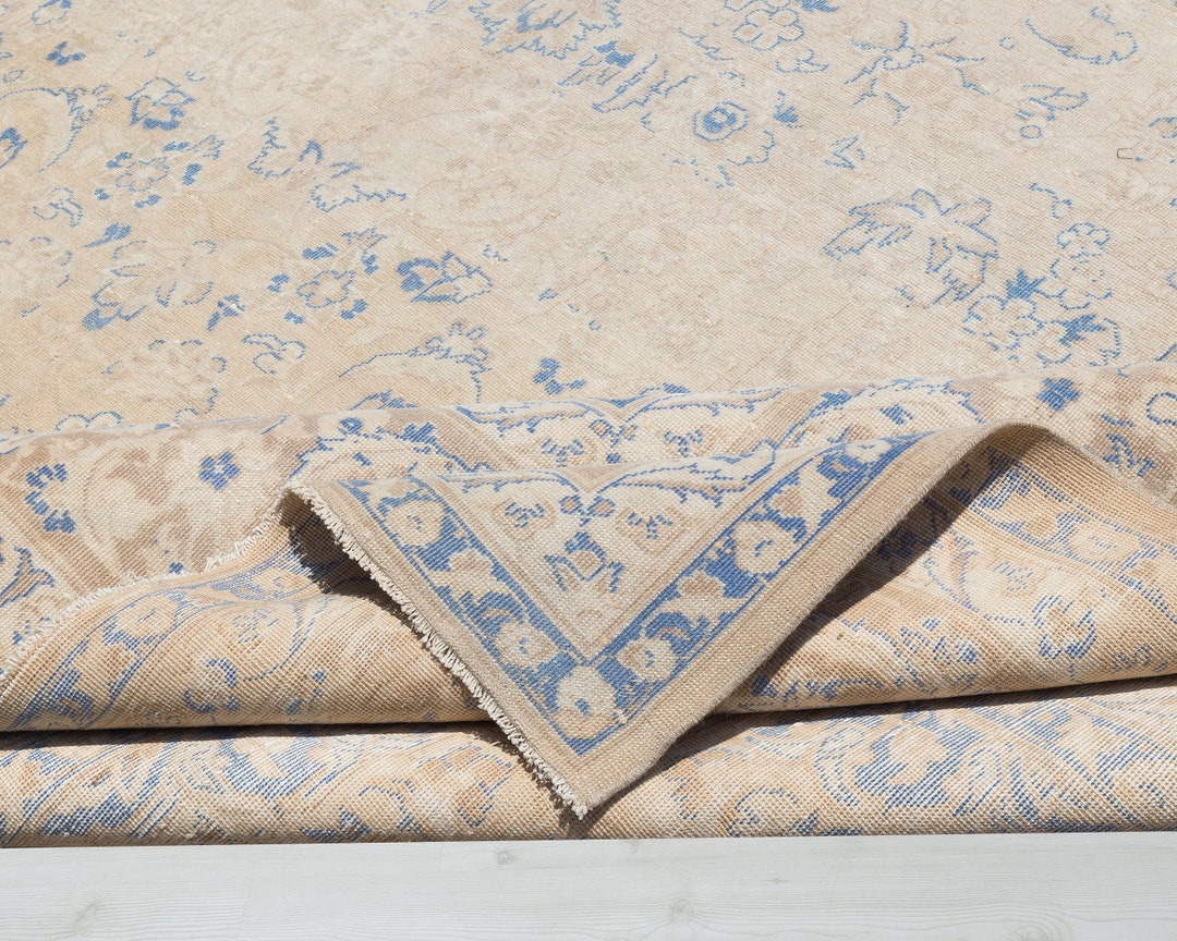 10x16 Vintage Rug , Beige Blue Persian Mahal Rug , Antique Rug ...