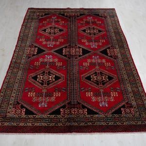 6x9 Vintage Rug, Red Vintage Rug, 6x9 Oushak Rug, Large Rug, Living Room Rug, Dining Room Rug, Antique Rug, 6x9 Rug, Neutral Rug, Red Rug
