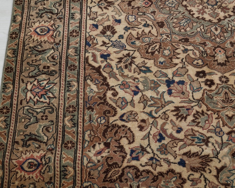 4x6 Vintage Rug, Brown Turkish Rug, Antique Handmade Rug, Oushak Rug