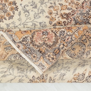 5x9 Vintage Rug, Beige Turkish Area Rug, Ivory Rug, Neutral Rug, Living Room Rug, Boho Rug, Antique Rug, Faded Rug, Worn Rug, Muted Rug