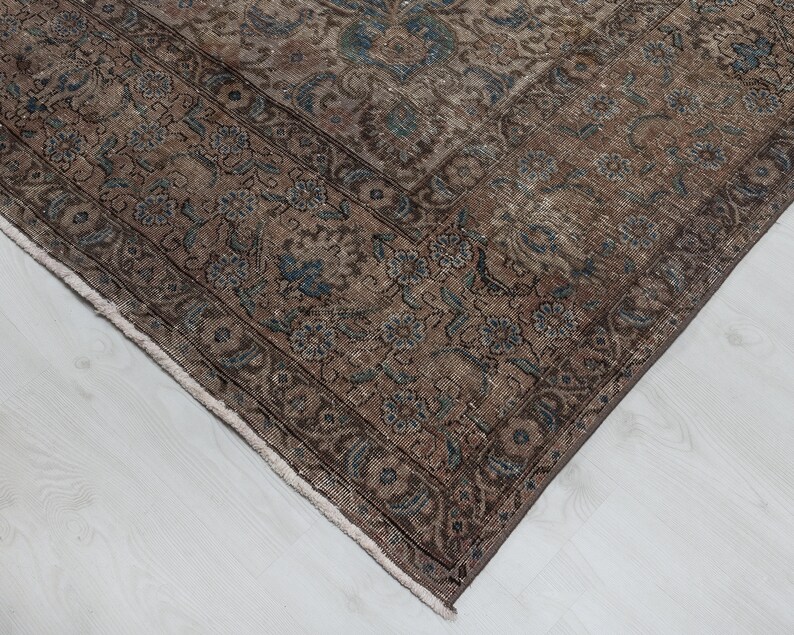 9x13 Persian Rug , Brown Vintage Rug , Antique Handmade Rug , Bedroom