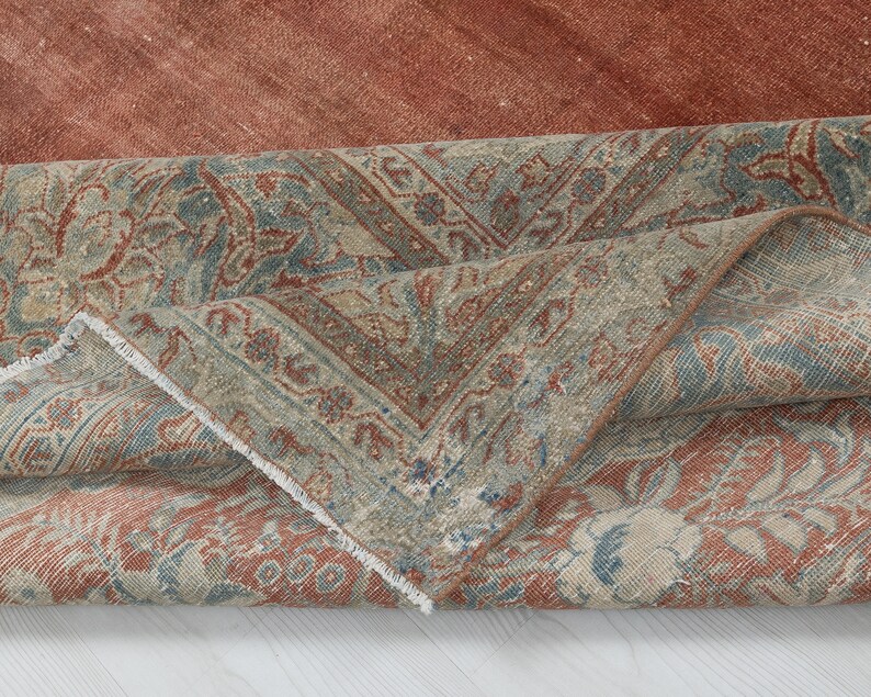 9x12 Vintage Rug , Pale Red Persian Rug , Antique Rug , Bedroom Rug