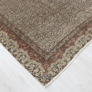 6x9 Beige Turkish Rug: Hand-Woven Wool Area Rug