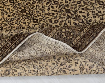 6x9 ベージュ トルコ ウシャク ラグ：ヴィンテージ ウール アナトリア